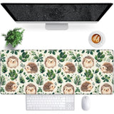 Cute Hedgehog Gaming Mouse Pad, 31.5"×11.8" Extended Desktop Mouse Pads For Keyboard Laptop Computer, Large Desk Mat With Stitched Edges For Work Office Desk Decor (Hedgehog & Leaves)