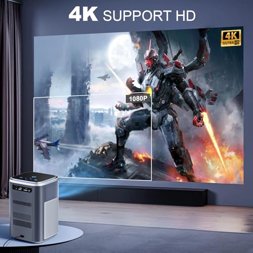 [Auto Focus 4K Support] Projector With Wifi And Bluetooth, 4K Projector Support Full Hd 1080P Video Projector, 600Ansi Movie Projector, Auto 6D Keystone&Zoom,400" Max Bild (Black)