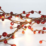 Red Berry Branch Pre-Lit Garland With 30Led Lights, Battery Operated Fairy String Lights With Timer Function For Christm