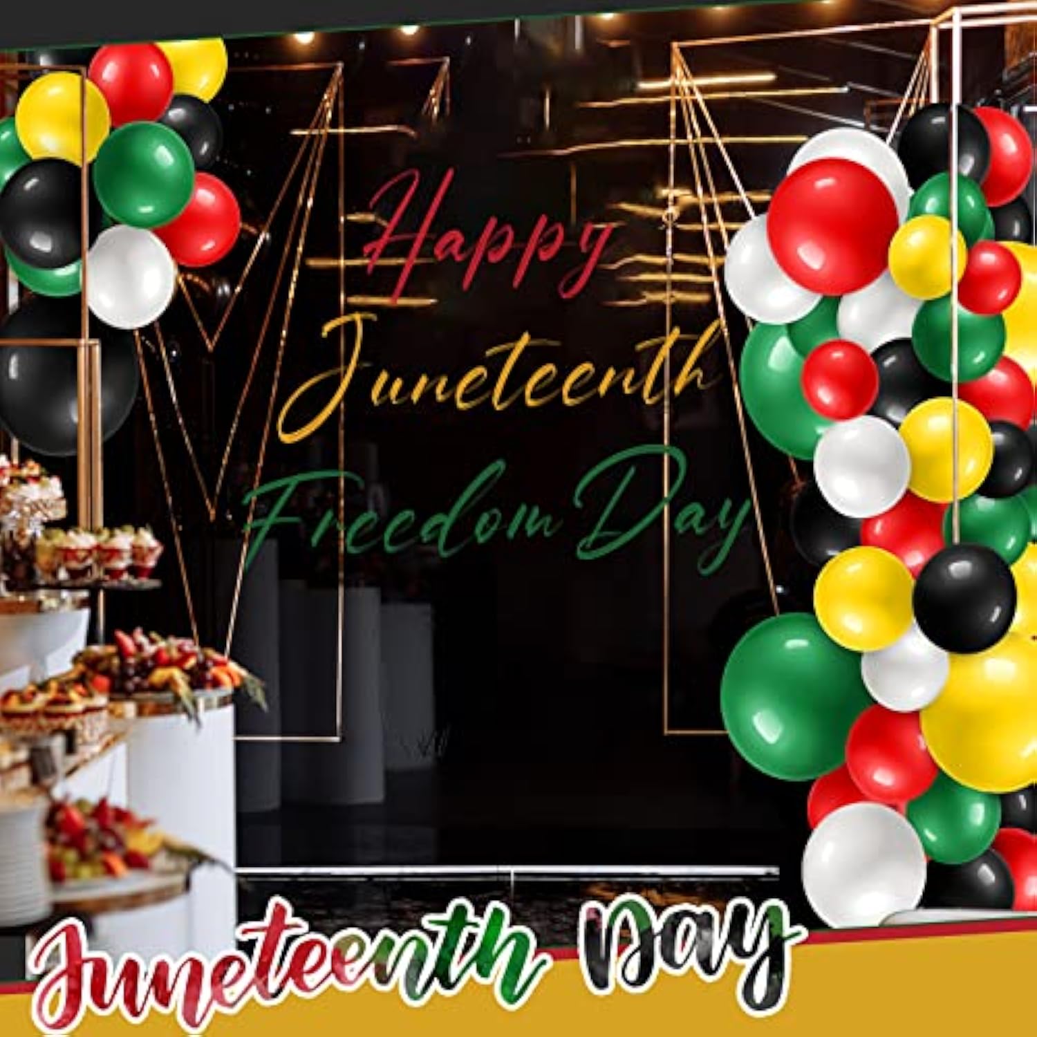 130 Pcs Black History Month Balloons Juneteenth Day Garland Arch Patri