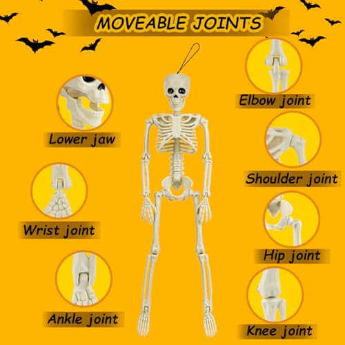 6 Packs Skeleton Halloween Decorations Outdoor with 16" Full Body Posable Joints Skeletons Decor, Halloween Party Decor Indoor, Yard Garden Lawn Graveyard Haunted House Props Spooky Party Decorations