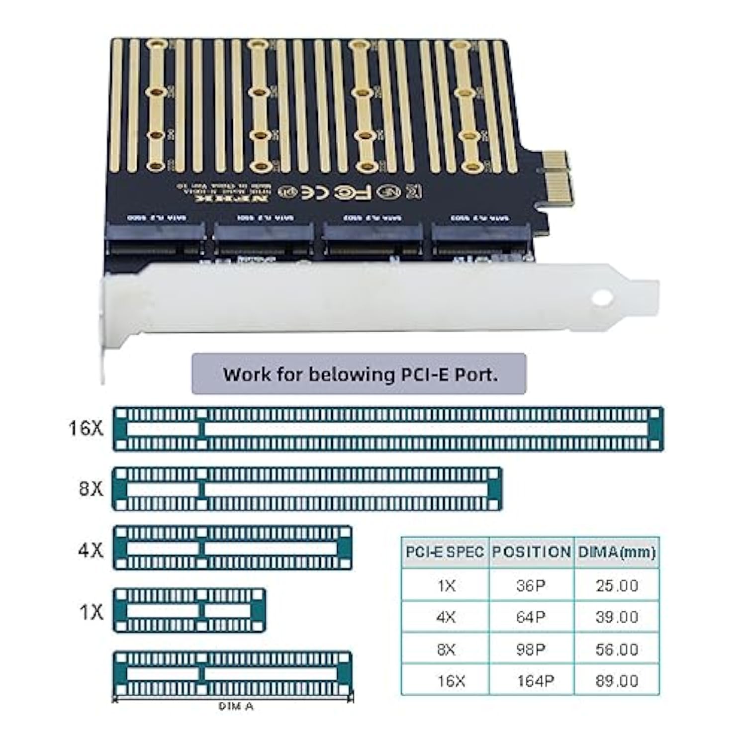 Four Sata Ngff Key B+M Ssd To Pci-E 1X Mainboard Desktop Adapter Converter Ssd