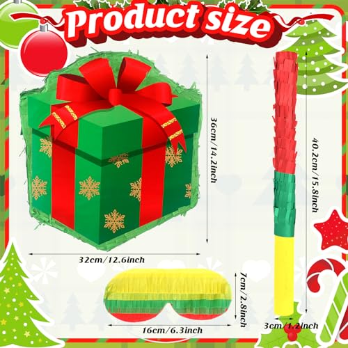 Christmas Piñata with Stick Blindfold Confetti Party Game,Gift Box