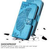 Wallet Case For Samsung Galaxy A16 5G,Pu Leather Flip Protective Phone Case Wrist Strap Card Slots Holder Pocket Emboss Butterfly Flower Stand Case For Samsung Galaxy A16 Blue