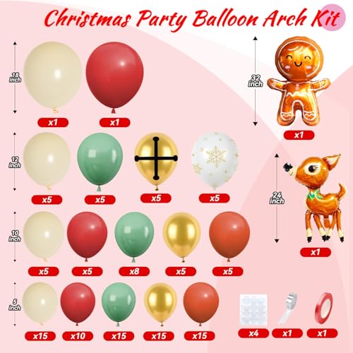 Christmas Balloon Arch for Retro Xmas Holiday Party Decorations