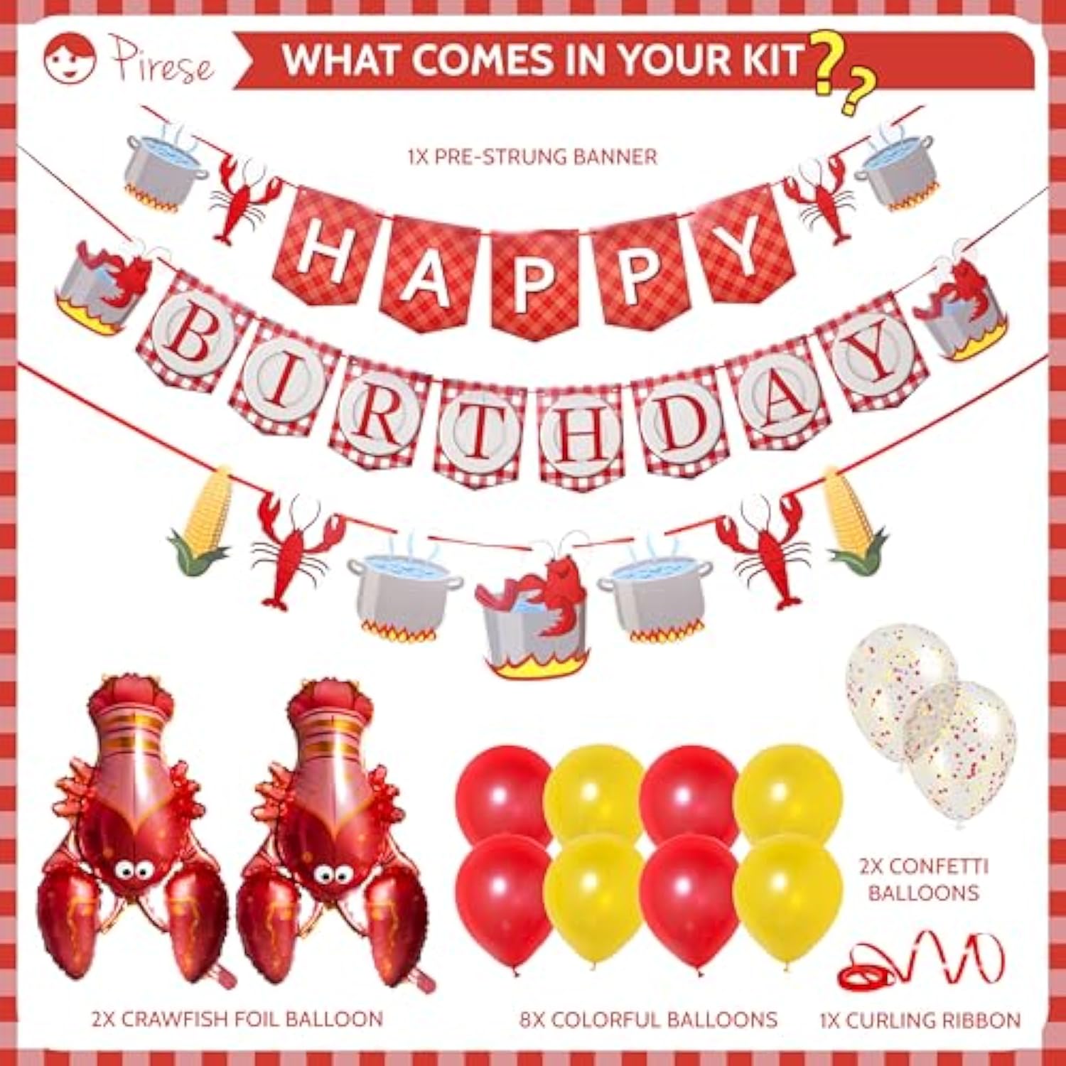 Crawfish & Lobster Birthday Party Banner and Seafood Boil Decorations Set