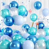 60 Pcs Teal & Turquoise Blue Balloons, Metallic & Pastel for Ocean & Mermaid Theme Party