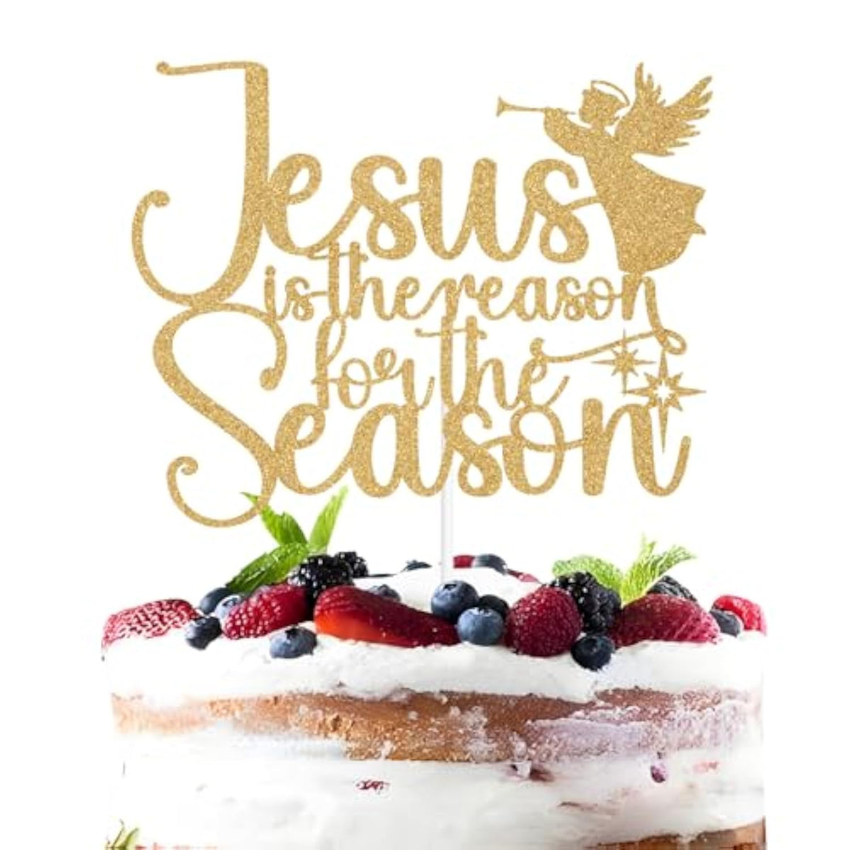 Jesus Is The Reason For The Season Cake Topper, Merry Christmas, Nativity Happy Birthday Jesus, Christmas Birthday Party Decorations Supplies