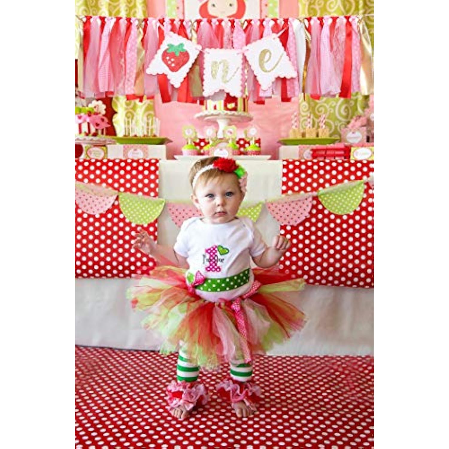 Berry Strawberry Theme High Chair Banner - Smash Cake Photo Prop - 1st Birthday Photo Backdrop Decorations - Souvenir and Gifts for Kids (Strawberry-2)