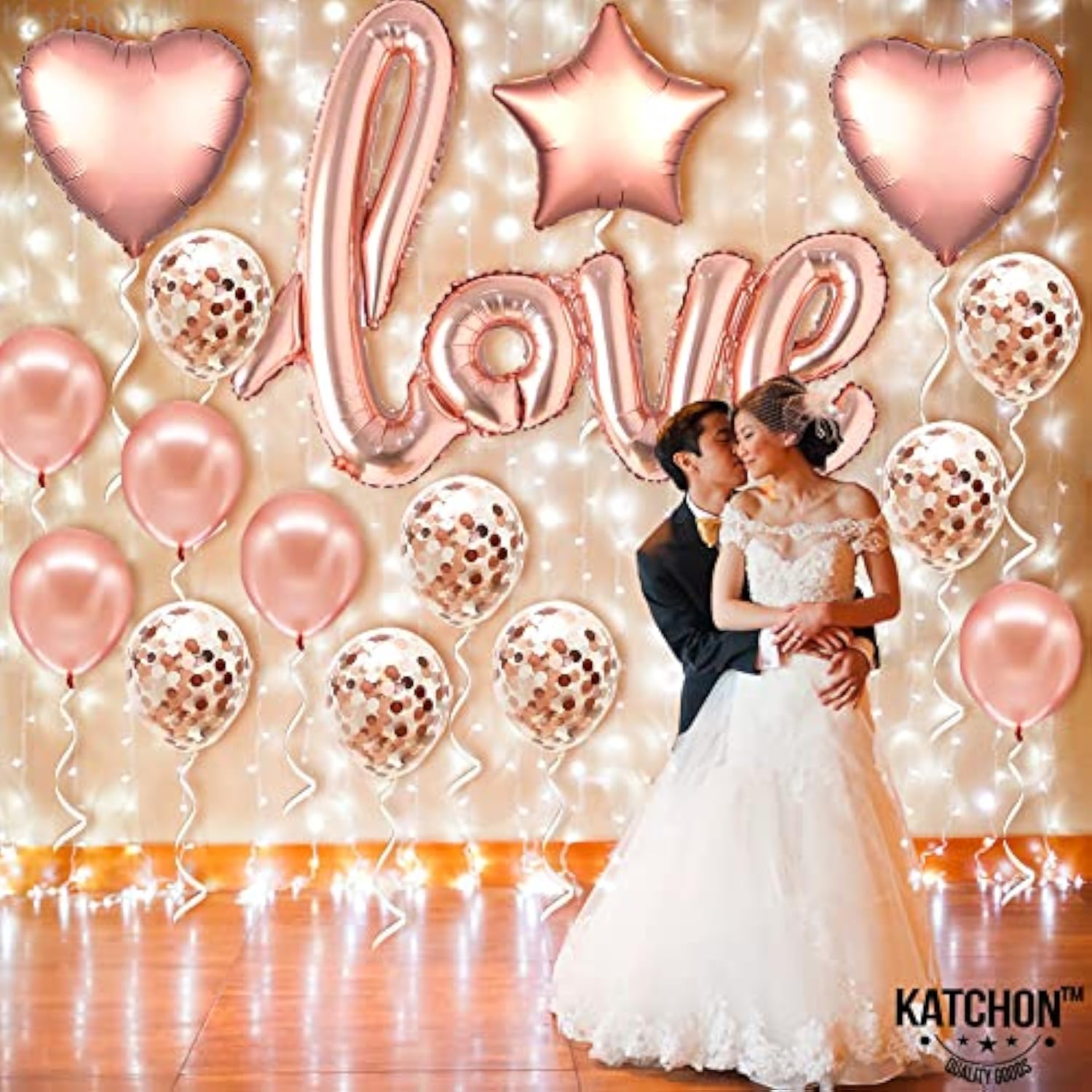 , Big Rose Gold Love Balloon Set - 36 Inch, Pack Of 21 | Rose Gold Bal