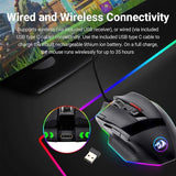 M801 Wireless Gaming Mouse, RGB Gaming Mouse with MMO 9 Programmable Macro Editing Buttons, UP 16000 Adjustable DPI, Rapid Fire Button for Game,