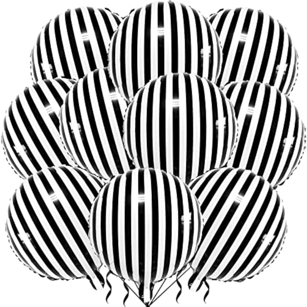 12-Pack 18" Black & White Striped Balloons  Party Decorations for Birthdays and Baby Showers