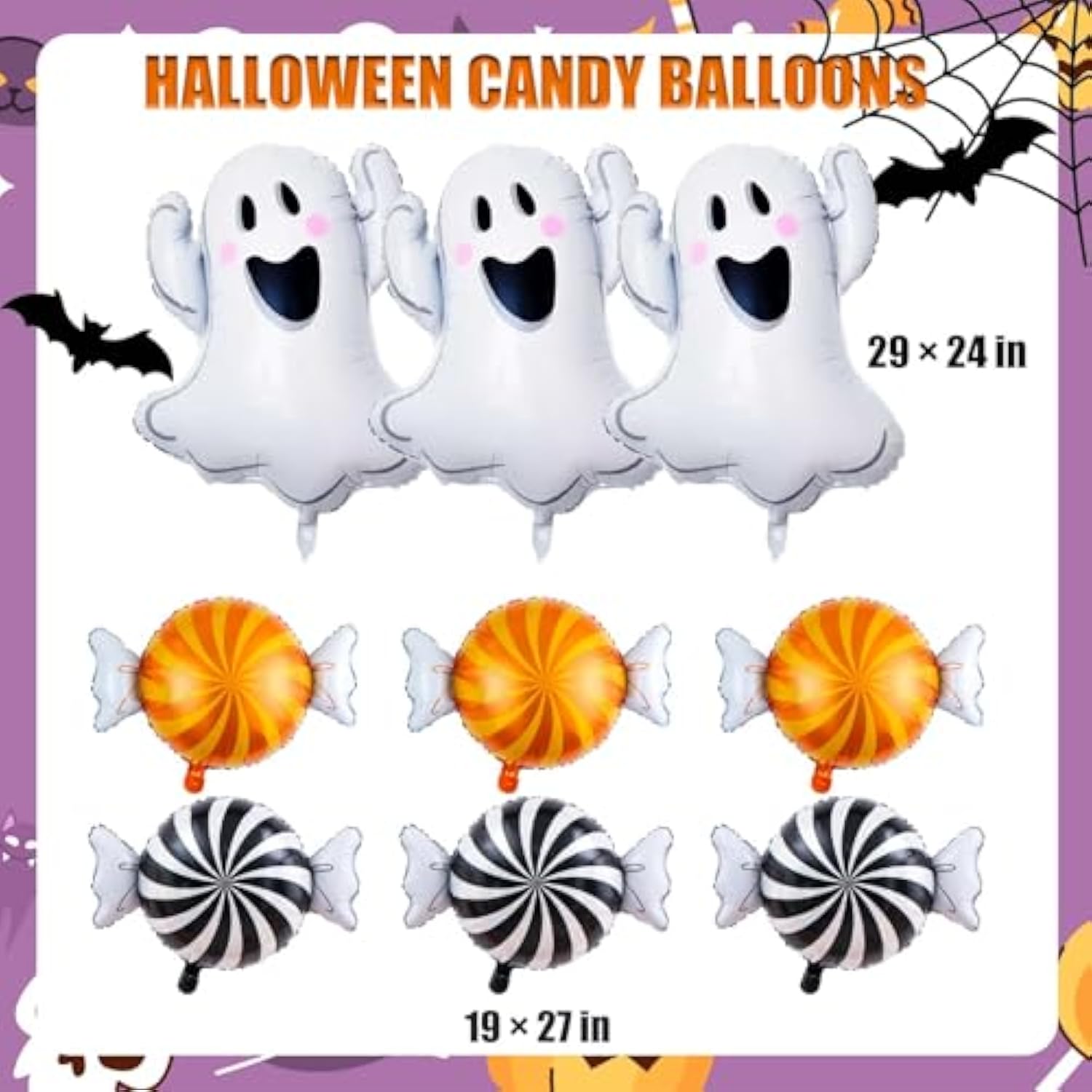 9pcs Halloween Balloon Set Ghost and Candy Foil Balloons for Party Decorations
