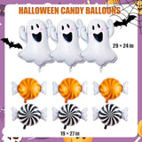 9pcs Halloween Balloon Set Ghost and Candy Foil Balloons for Party Decorations