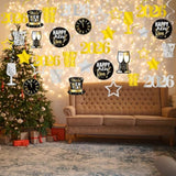 31pcs 2026 New Year Hanging Swirls & Celebration Cards Gold Black