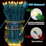 25Ft 50 Counts Yellow Led Christmas Lights - Commercial Grade Outdoor Waterproof, Wide Angle Green Wire, Xmas Tree Light