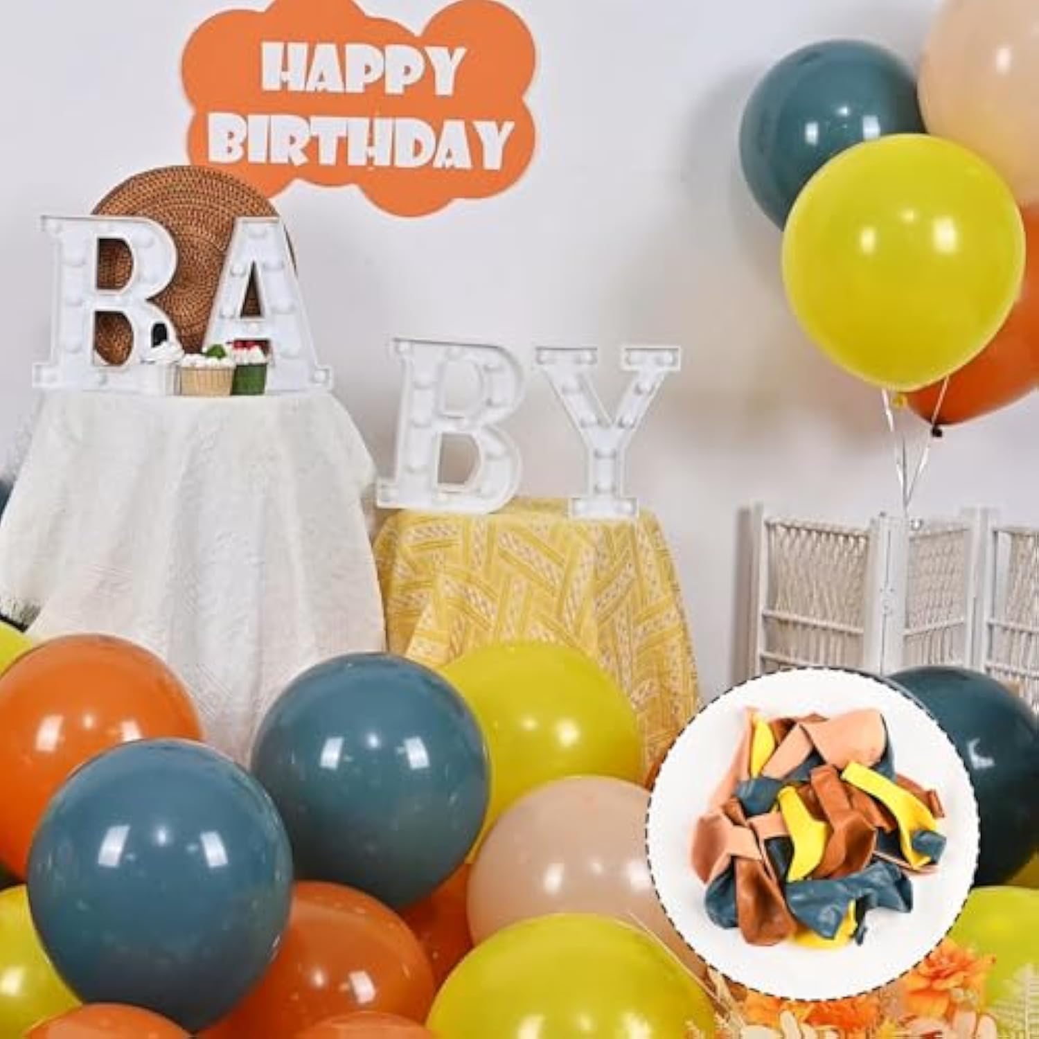 60 Pcs Retro Color Balloon Set: Boho Party Decor