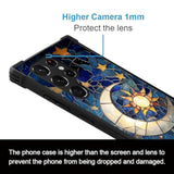 Compatible With Samsung Galaxy S23 Ultra Case,Moon Stars Glass Night Four Corner Airbag Case For Galaxy S23 Ultra,Christmas Drop Protection Corner