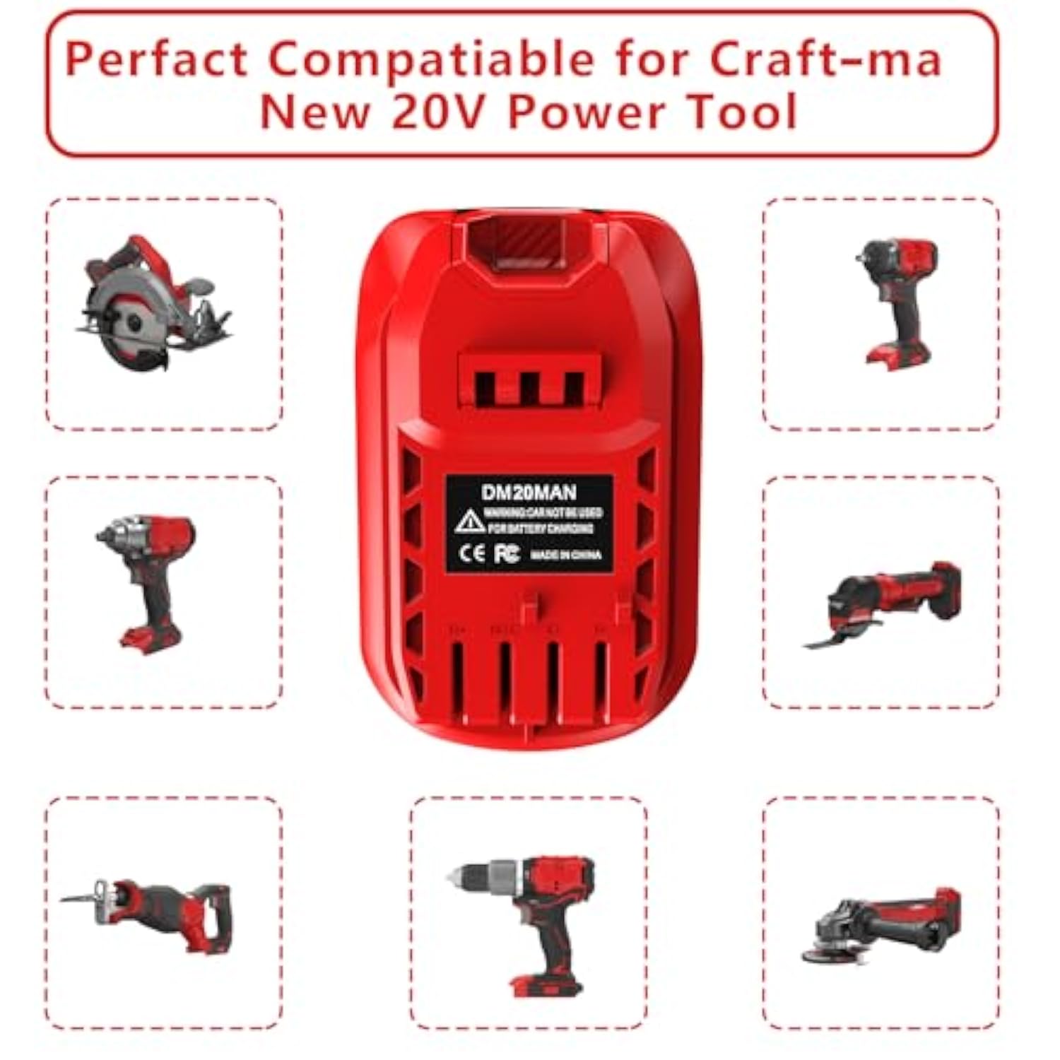 V20 Adapter Use For Craftsman 20V Cordless Tools,For Dewalt 20V 60V And For Milwaukee 18V M18 Li-On Battery Convert To Craftsman V20 Battery,Power For Craftsman 20V Power Tool