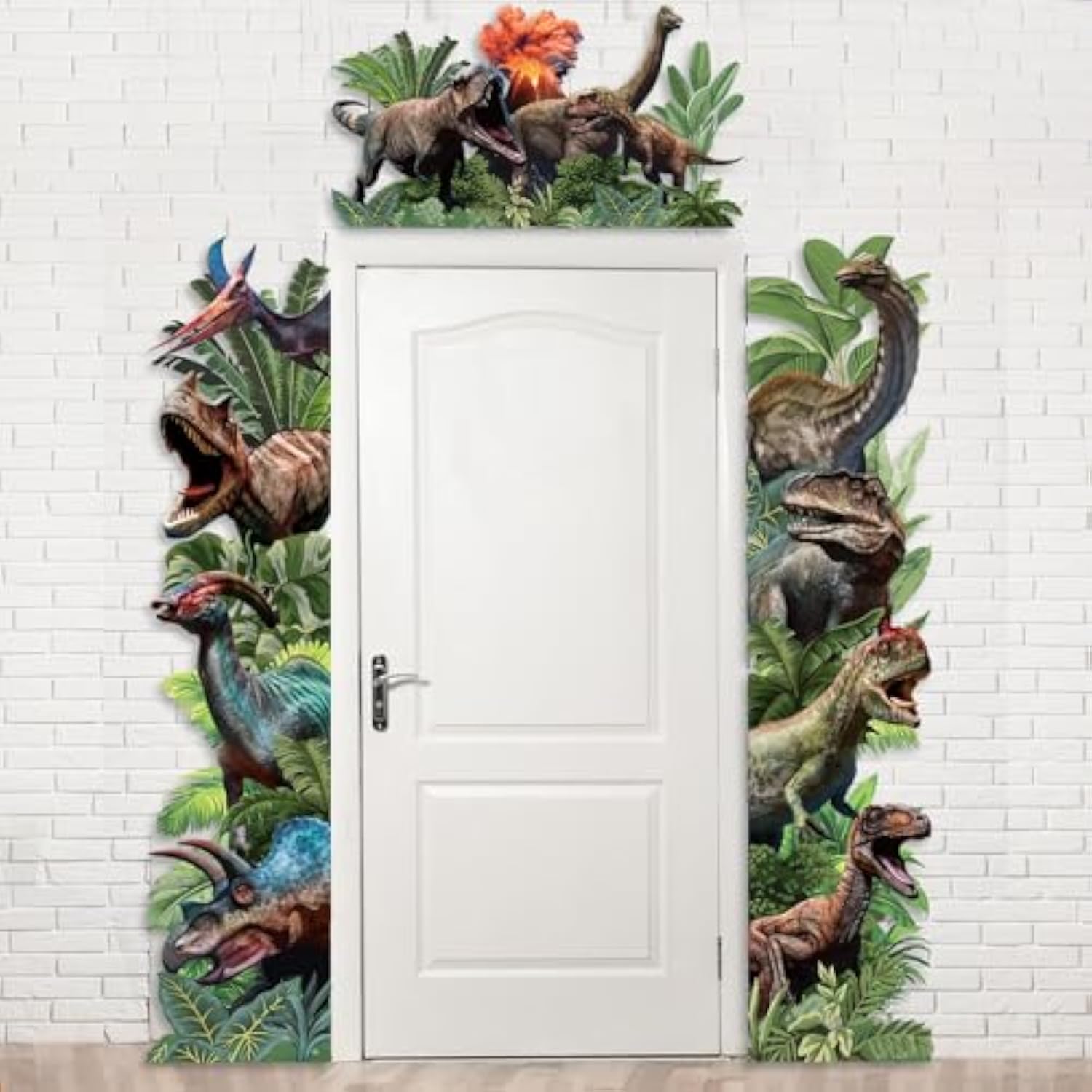 3 Pcs Dinosaur Door Decorations Dino Porch Banner Dinosaur Birthday Party Backdrop Jungle Safari Hanging Decorations Photo Booth Props Supplies For Window Wall Baby Shower, 72.8 X 35.4 In