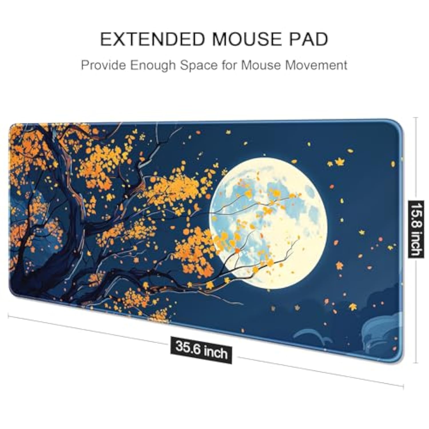 Large Gaming Mouse Pad, Nature Theme Xxl 35.4 X 15.7 In Desk Pad Stitched Non-Slip Rubber Long Computer Mousepad Thin Extended Full Size Desk Mat For Desktop Laptop Wireless Mice, Maple