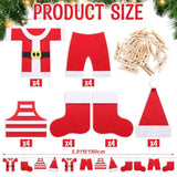 2 Pcs 6Ft Santa'S Clothesline Garland For Christmas Decoration Felt Santa Hat Top Pants Socks Underwear Hanging Decor Door Wall Window For Xmas Holiday Party Favor Supplies