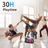 Lfs Outdoor Speaker,100W Loud Speakers Bluetooth Wireless With Subwoofer,Deep Bass, Portable Bluetooth Speaker With Power Bank, Led Lights,Usb-C,Waterproof, 30Hours Playtime For Home,Backyard,Camping