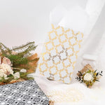 Reversible Gold And White Wedding Wrapping Paper Roll - Classic Foil Lattice Leaf & Solid Gold Design Gift Wrap For Wedding, Anniversaries, Bridal Shower, Birthday, 17 Inch X 33 Feet