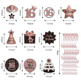 Happy 16Th Birthday Hanging Swirls Streams Ceiling Decorations, Celebration 16 Foil Hanging Swirls With Cutouts For 16 Years Old Rose Gold Birthday Party Decorations Supplies