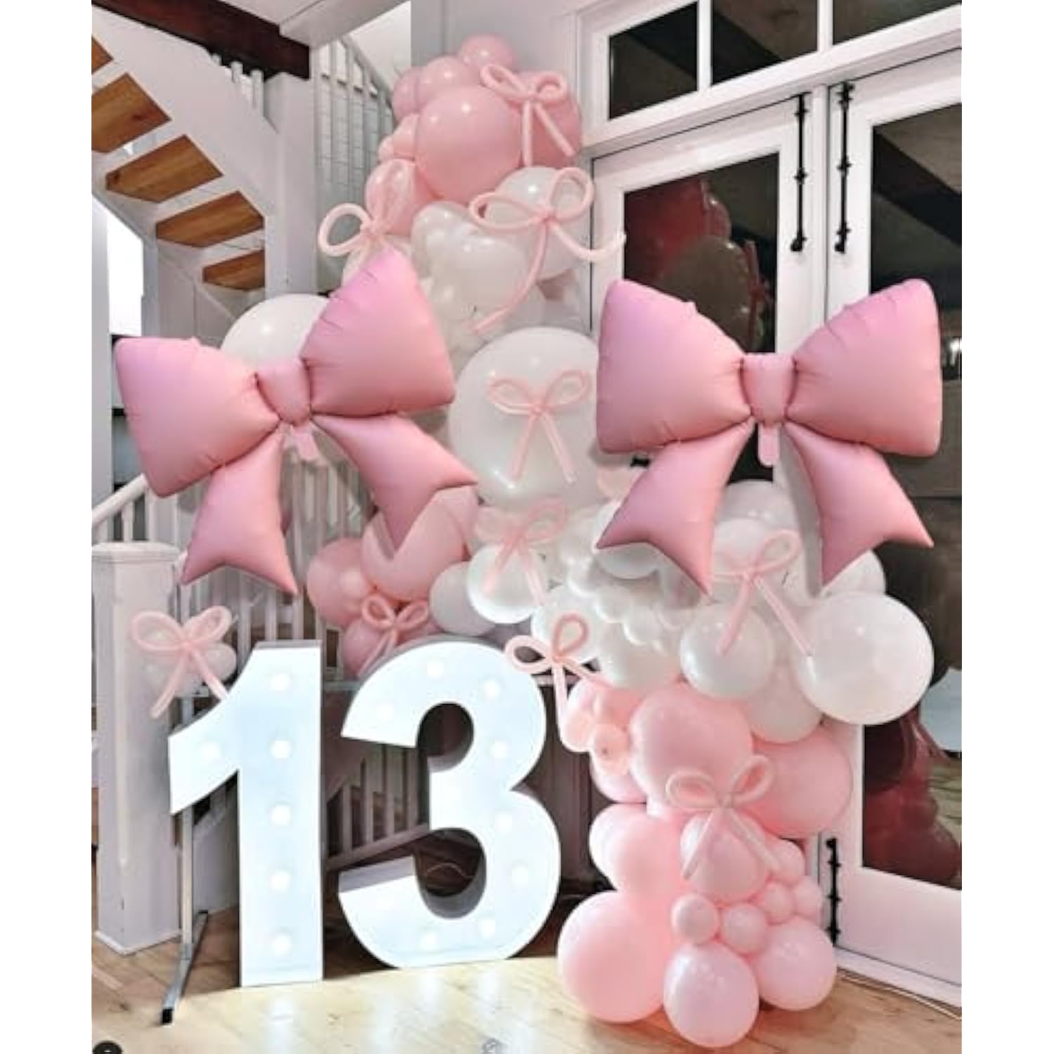 2Pcs Pink Bow Balloons Coquette Birthday Party Decorations for Women