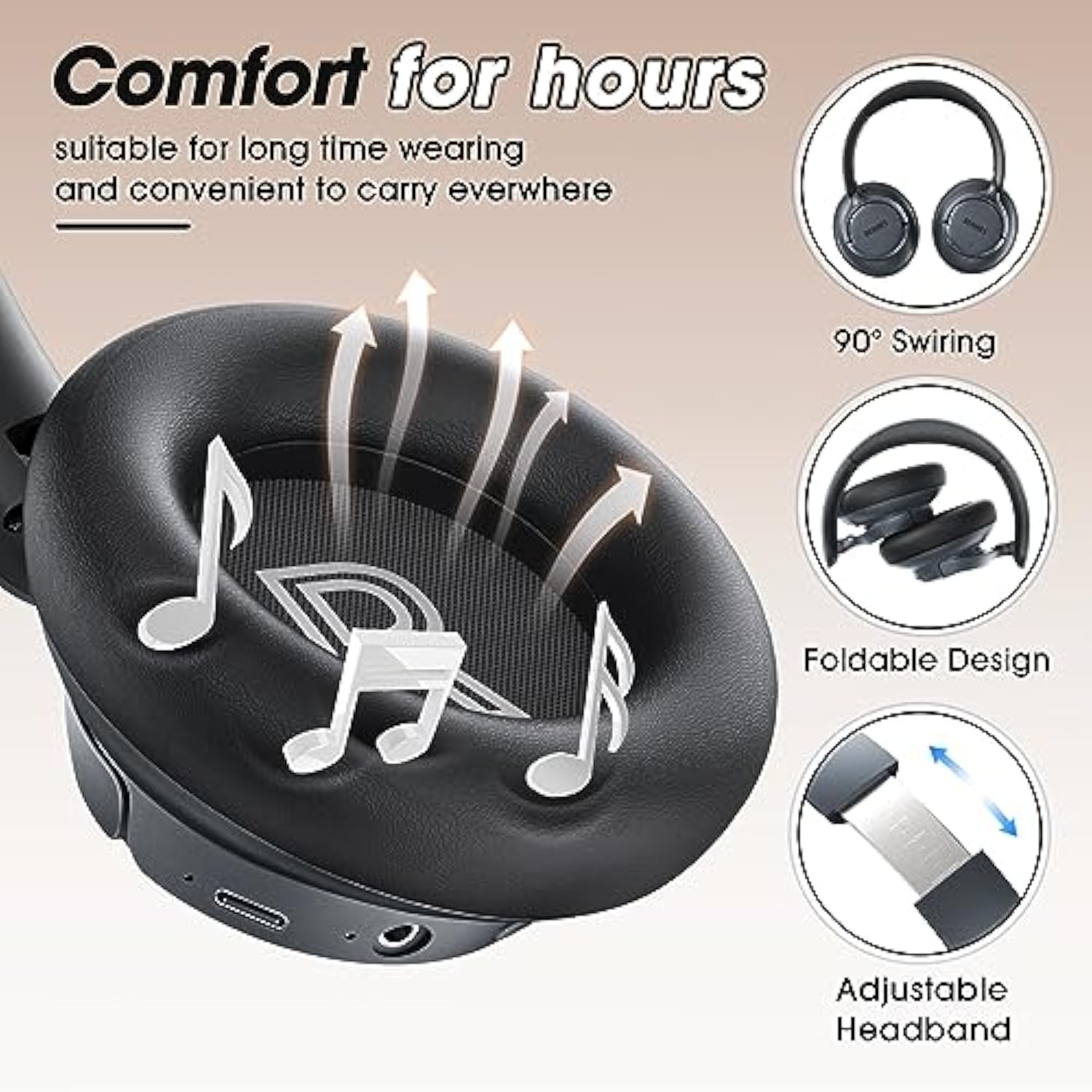 Upgraded Hybrid Active Noise Cancelling Headphones With Transparent Modes,65H