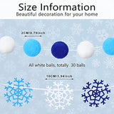 Silver Glitter Let It Snow Banner Winter Snowflake Garland Banner Wool Felt Ball Pom Pom Garland For Christmas Holiday Party Decorations