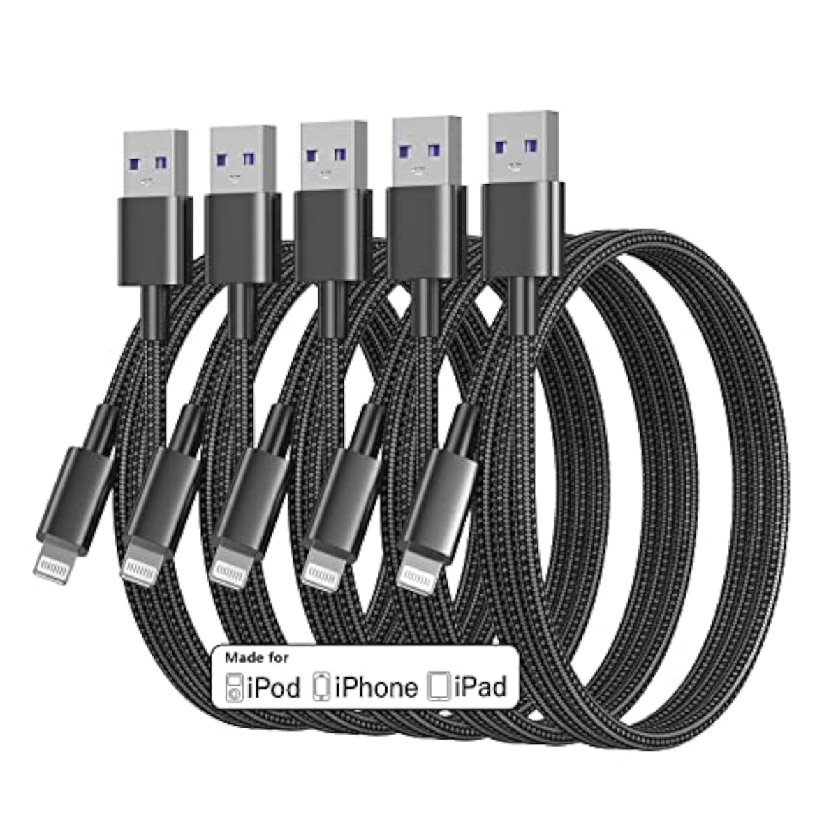 Iphone Charger Cable 3Ft Lightning To Usb Cables Fast Iphone Charging Cord 5Pack [Apple Mfi Certified] Nylon Braided For Iphone 14 Pro Max/Iphone 13 Plus/12 Pro/11 Mini/Xr/Xs/X/8/7/6S/6/Se/Ipad Air