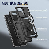 Samsung Galaxy A53 5G Case with Camera Cover & Kickstand Ring, Military Grade Shockproof Protective Bumper Cover, Tempered Glass Screen Protector, Black