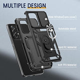 Compatible With Samsung Galaxy A53 5G Case With Camera Cover & Kickstand Ring With Tempered Glass Screen Protector, Military Grade Shockproof Protective Bumper Cover Black