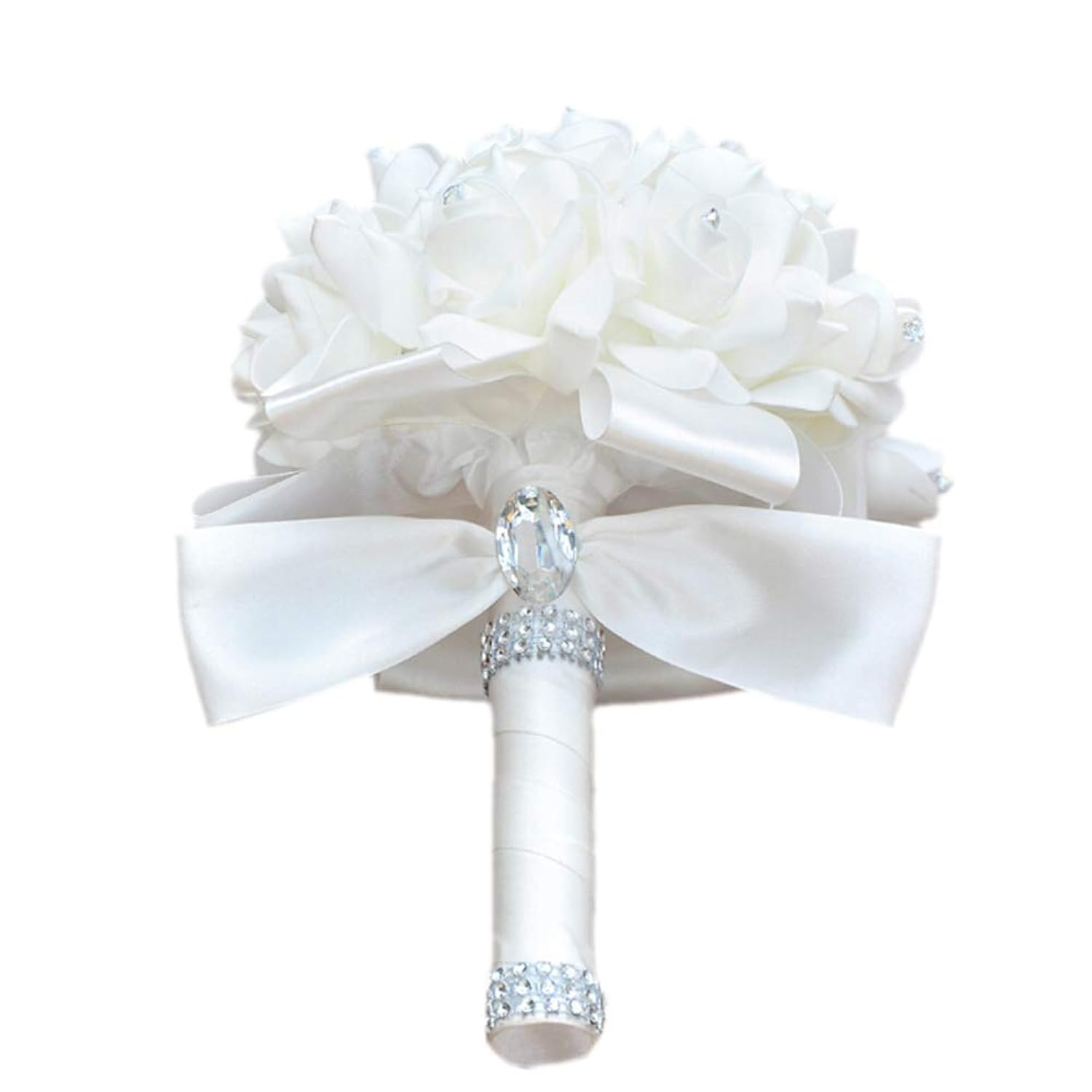 Wedding Bouquets For Bride, Wedding Bouquet Bridesmaid?Bridesmaid Holding Flowers For Wedding Decoration (White+White)