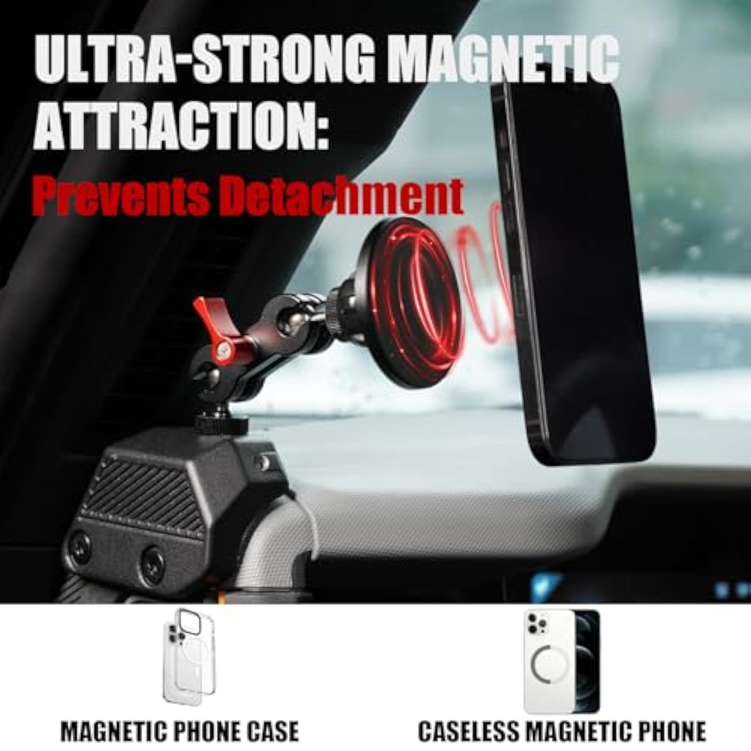 Magnetic Phone Holder For Ford Bronco 2021 2022 2023 2024 2025, Adjustable Angles 360°Phone Mount For Bronco Accessories