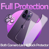For Iphone 14 Pro Max Back Screen Protector And Camera Lens Protector (2+2Pack), Iphone 14 Pro Max Rear Tempered Glass Protector Camera Protector [New Version] (6.7 Inch)