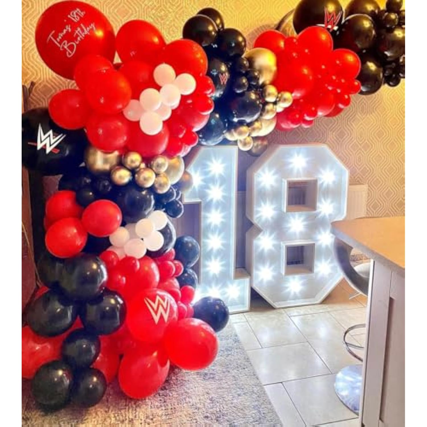 Red Black White Latex Balloons, 60Pcs 12Inch Black Red White Party Bal
