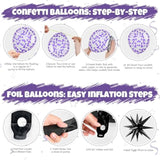 Purple Black 12In Metallic Confetti Balloons Star Foil Party Decorations