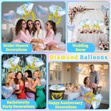 4Pcs Diamond Ring & Heart Balloons Set - Bachelorette Party Decorations, Engagement Decor, Wedding Proposal Balloons, Bridal Shower, Just Married, Bride Anniversary Valentine'S Day Party Favors