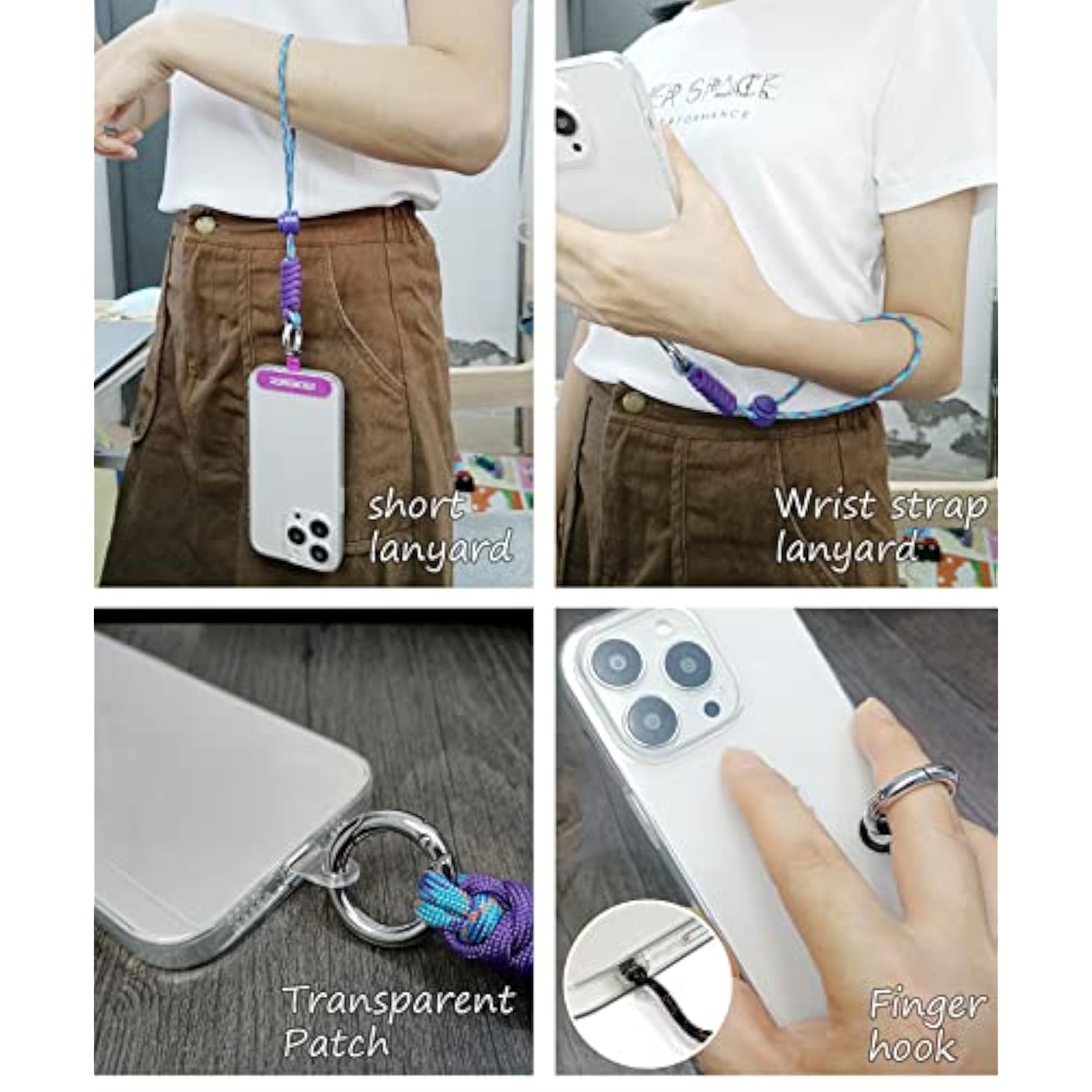 Cell Phone Lanyard - Wrist Strap For Women, Phone Bracelet, Camera Wrist Lanyard, Short Wrist Lanyard For Keys, Keychain Lanyard - Purple Blue