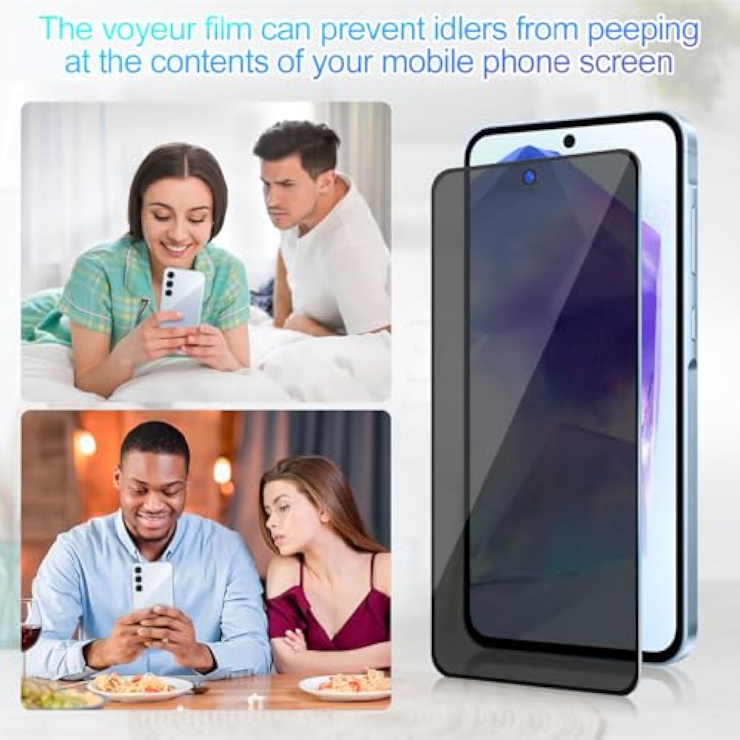 2 Pack Privacy Screen Protector For Samsung Galaxy A55/A35 [Anti-Spy Tempered Glass], Ultra Hd, Anti-Scratch, Bubble-Free, Easy Install 9H Protective Glass For Galaxy A55/A35
