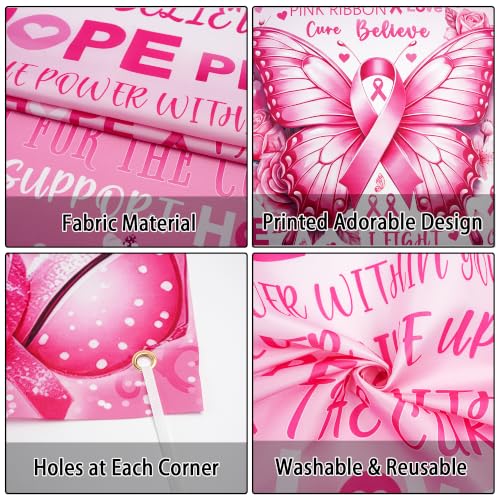 Breast Cancer Awareness Door Banner Butterfly Pink Ribbon Hope Love Decor