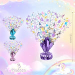 3 Pcs Table Decorations Rainbow Unicorn Metallic Gleam Foil Spray Centerpieces Unicorn Model Branches Leaf Glitter Plastic Spray Table Centerpieces For Party Birthday Graduation