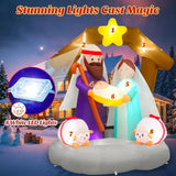 6Ft Tall Christmas Inflatables Nativity Scene Outdoor Decorations, Built-In Led Lights Funny Inflatable The Birth Of Jes
