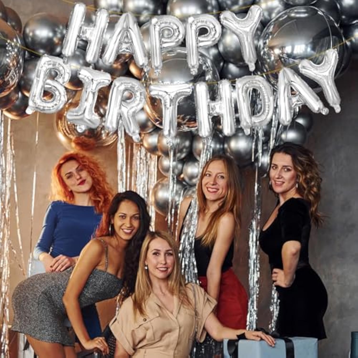 Happy Birthday Balloon Letters 16 Inch Mylar Foil Birthday Balloons Banner Sign For Birthday Party Decorations Supplies (Silver)