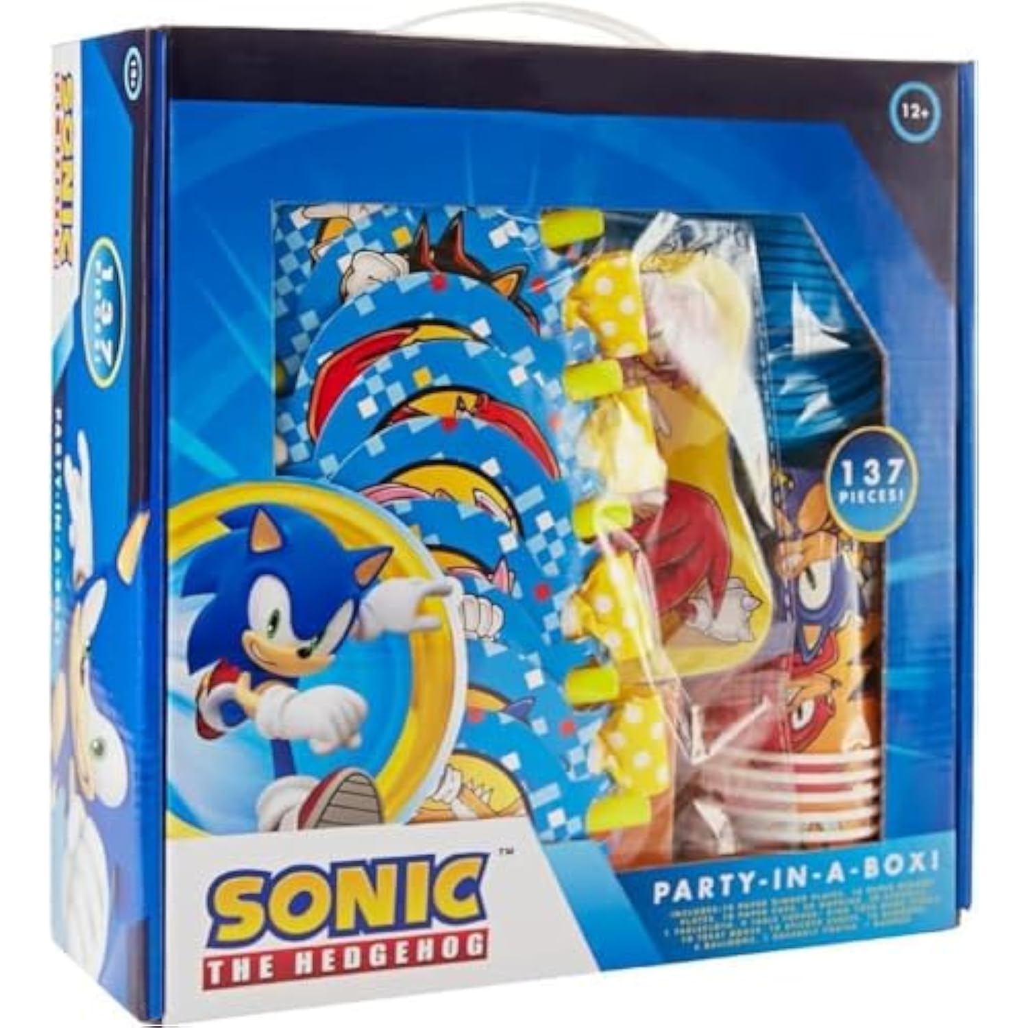 Sonic The Hedgehog Birthday Party Kit - Complete Supplies For 10, Video Game Themed Decorations, Licensed Banner, Plates, Cups, Balloons, Games, And Favors For Kids' Celebration