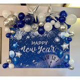 7x5ft Happy New Year 2026 Backdrop Blue Glitter Fireworks Party Banner