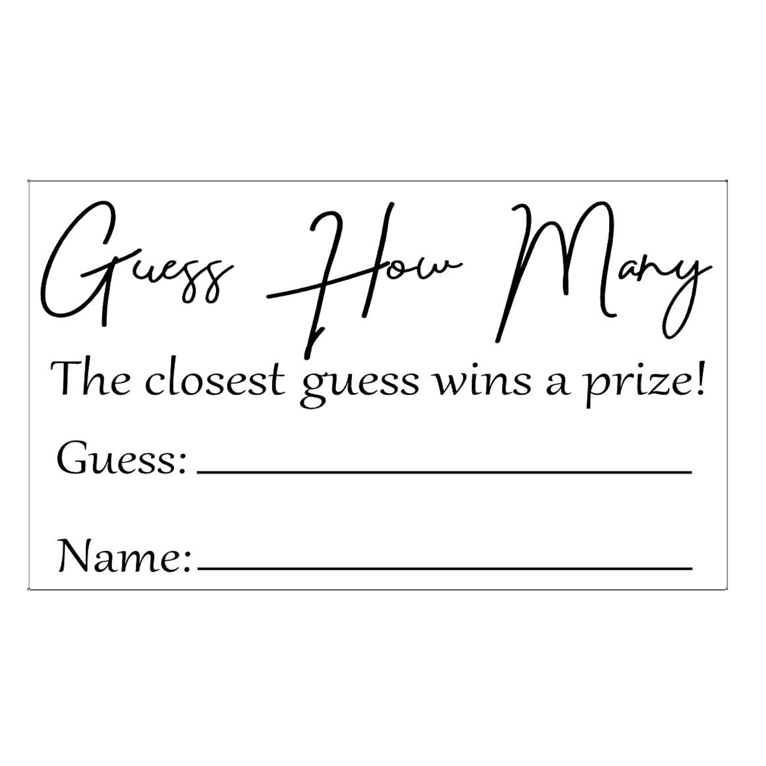 Guess How Many Game Cards Set Of 50 Shower Games Bridal Shower Baby Shower